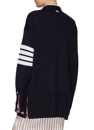Back View - Click To Enlarge - THOM BROWNE - Four-Bar Stripe Oversized Cardigan