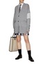 Figure View - Click To Enlarge - THOM BROWNE - Four-Bar Stripe Oversized Cardigan