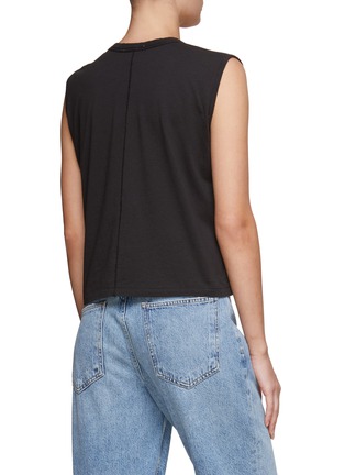 Back View - Click To Enlarge - RAG & BONE - FLORAL EMBROIDERED CROPPED COTTON JERSEY MUSCLE TANK TOP