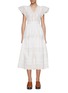 Main View - Click To Enlarge - SEA NEW YORK - ‘GEORGINA’ EYELET EMBROIDERY FLUTTER SLEEVE V-NECK MIDI DRESS