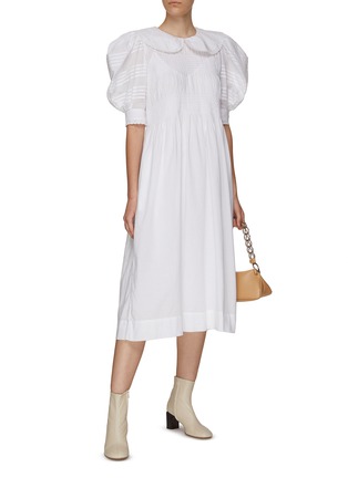 Figure View - Click To Enlarge - SEA NEW YORK - ‘ARIA’ PUFF SLEEVE SMOCKED MIDI DRESS