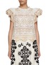 Main View - Click To Enlarge - SEA NEW YORK - ‘EVIE’ EYELET FLUTTER SLEEVE BUTTON-DOWN TOP