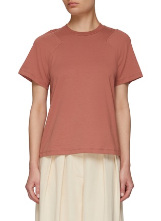 Main View - Click To Enlarge - MARK KENLY DOMINO TAN - Patched Sleeve Crewneck T-Shirt