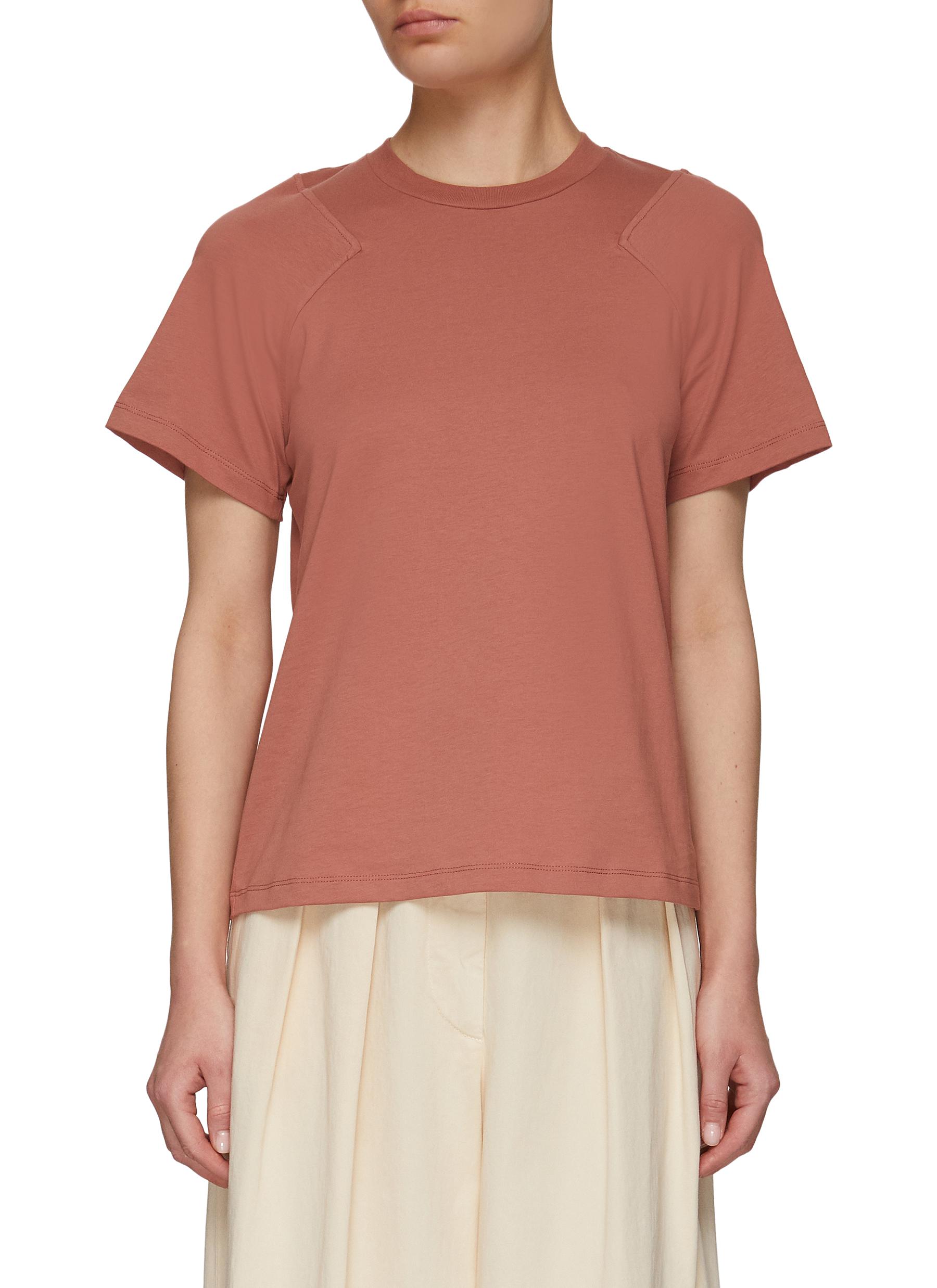 MARK KENLY DOMINO TAN Patched Sleeve Crewneck T-Shirt
