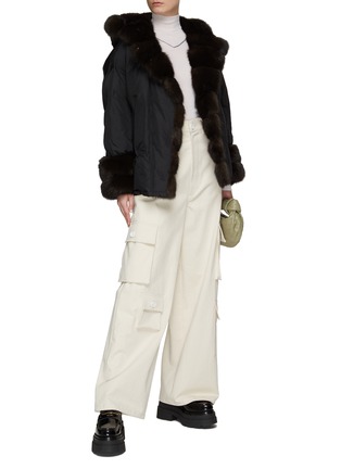 Figure View - Click To Enlarge - YVES SALOMON - Hooded Sable Fur Trim Padded Jacket