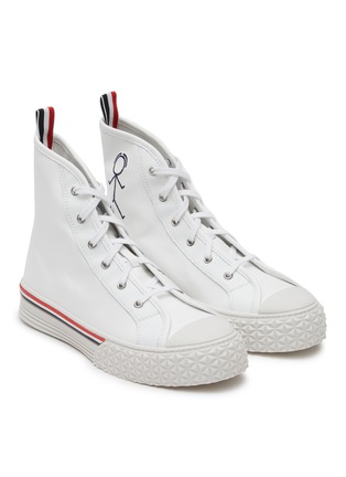 Detail View - Click To Enlarge - THOM BROWNE - ‘MR THOM COLLEGIATE’ HIGH TOP LACE UP SNEAKERS