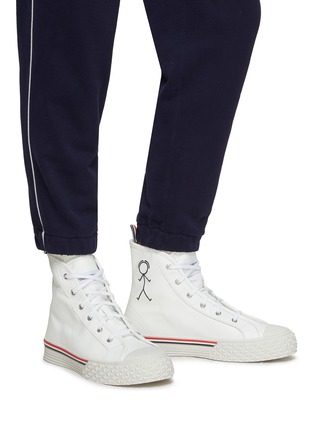 Figure View - Click To Enlarge - THOM BROWNE - ‘MR THOM COLLEGIATE’ HIGH TOP LACE UP SNEAKERS