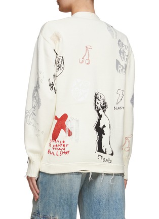 Back View - Click To Enlarge - R13 - EMBROIDERY DETAIL LETTERMAN KNIT CARDIGAN