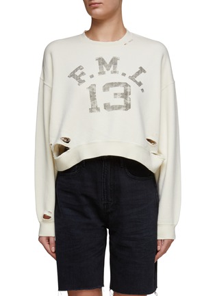 Main View - Click To Enlarge - R13 - Logo Distressed Cropped Crewneck Pullover
