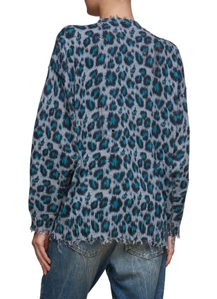 Back View - Click To Enlarge - R13 - ‘GUS’ LEOPARD PRINT RAW TRIM OVERSIZE COTTON KNIT SWEATER