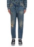 Main View - Click To Enlarge - R13 - LOW RISE MEDIUM WASH DISTRESSED DETAIL STRAIGHT LEG JEANS