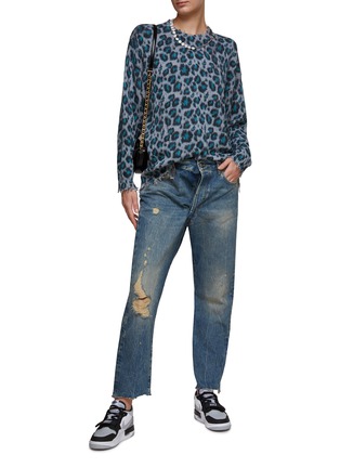 Figure View - Click To Enlarge - R13 - LOW RISE MEDIUM WASH DISTRESSED DETAIL STRAIGHT LEG JEANS
