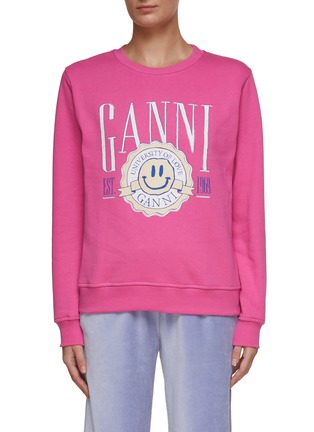 Main View - Click To Enlarge - GANNI - ‘University Of Love Capsule’ Smiley Face Print Crewneck Sweatshirt