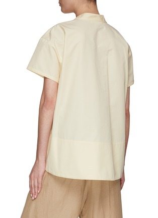 Back View - Click To Enlarge - JIL SANDER - V-NECK SHORT SLEEVE ORGANIC COTTON POPLIN TOP