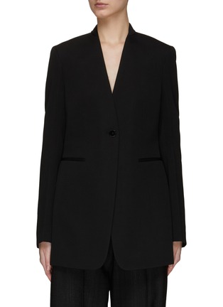 Main View - Click To Enlarge - JIL SANDER - TAILOR MADE FITTED SINGLE BREASTED COLLARLESS JACKET