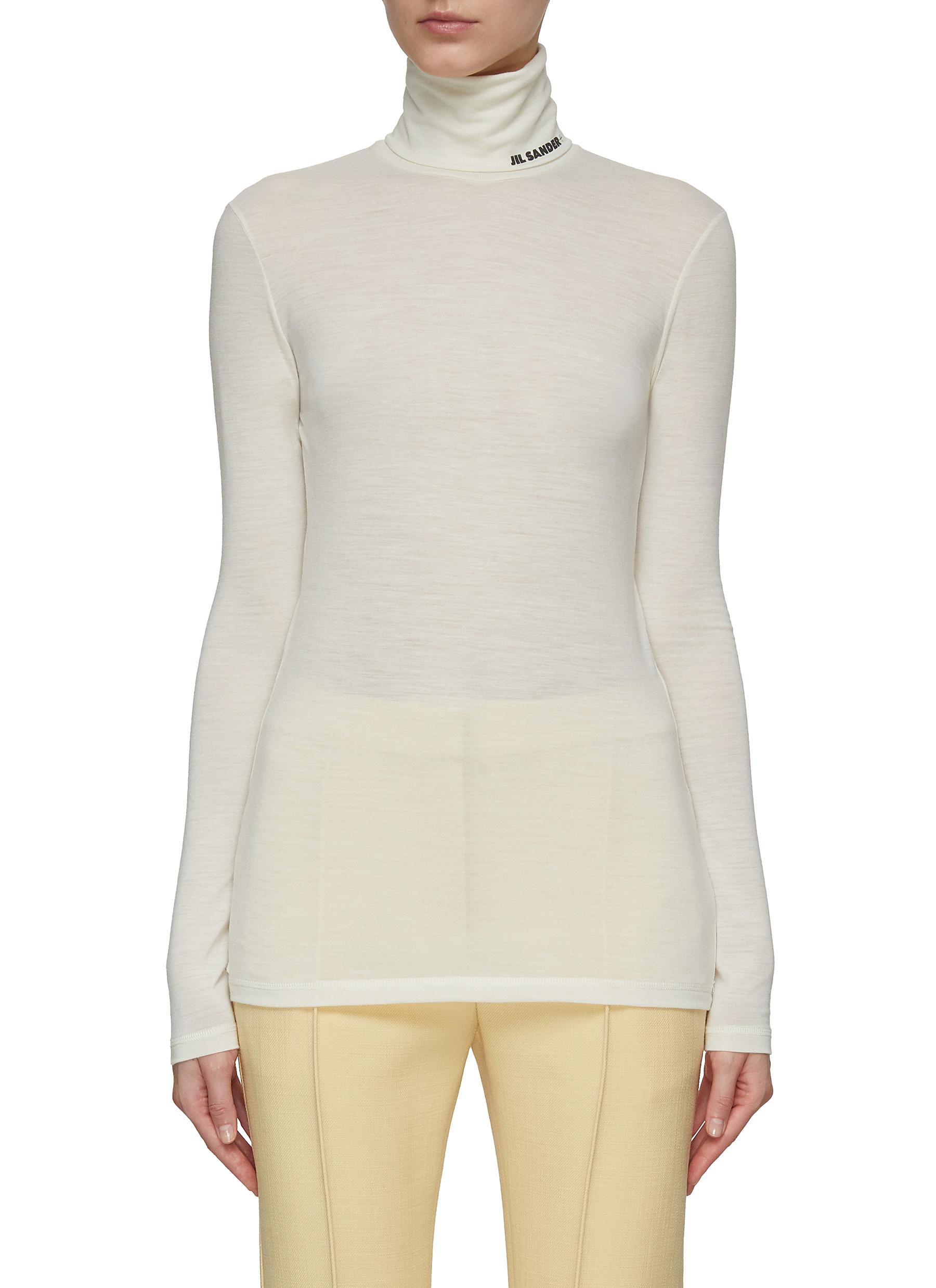 JIL SANDER | HIGH NECK LOGO PRINT LONG SLEEVE TOP | Women | Lane