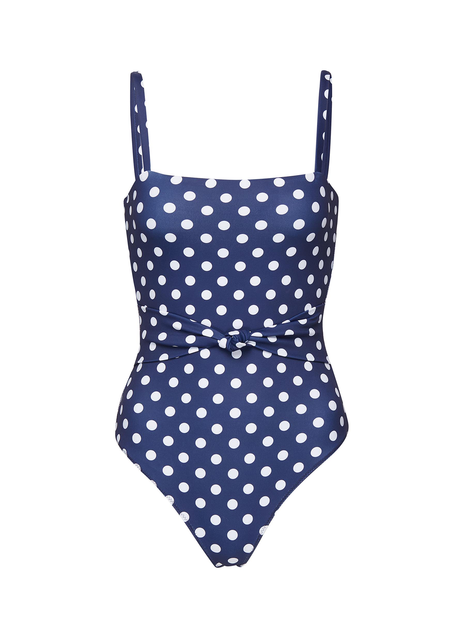 Caroline Constas 'anika' Polka Dot One Piece Swimsuit In Blue | ModeSens