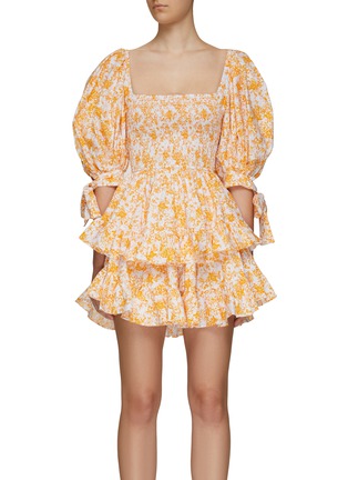 Main View - Click To Enlarge - CAROLINE CONSTAS - ‘FINLEY’ FLORAL PRINT STRETCH TIERED COTTON MINI DRESS