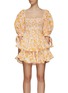 Main View - Click To Enlarge - CAROLINE CONSTAS - ‘FINLEY’ FLORAL PRINT STRETCH TIERED COTTON MINI DRESS