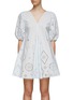 Main View - Click To Enlarge - GANNI - Puff Sleeve Broderie Anglaise Cotton Mini Dress