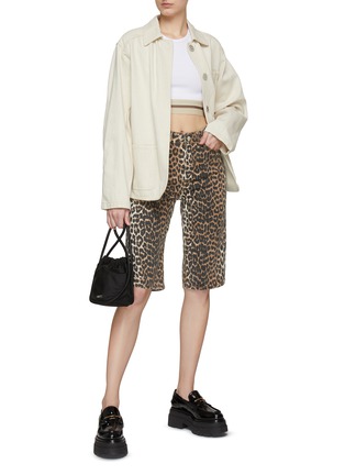 Figure View - Click To Enlarge - GANNI - LEOPARD PRINT DENIM BERMUDA SHORTS