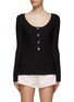Main View - Click To Enlarge - GANNI - SCOOP NECK CRYSTAL EMBELLISHED BUTTON KNIT CARDIGAN