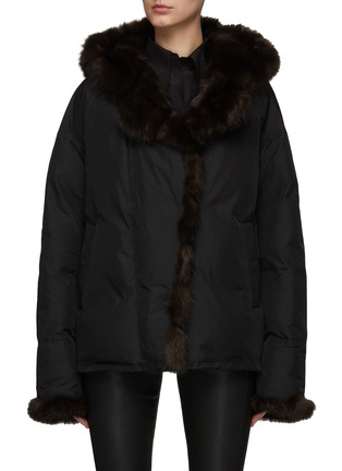 Main View - Click To Enlarge - YVES SALOMON - Sable Fur Trim Hooded Puffer Jacket