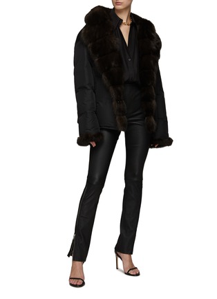 Figure View - Click To Enlarge - YVES SALOMON - Sable Fur Trim Hooded Puffer Jacket