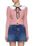 Main View - Click To Enlarge - SELF-PORTRAIT - BABY COLLAR CRYSTAL EMBELLISHED BUTTON KNIT CARDIGAN