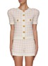 Main View - Click To Enlarge - BALMAIN - PADDED SHOULDER HOUNDSTOOTH MOTIF BUTTON EMBELLISHED TWEED CARDIGAN