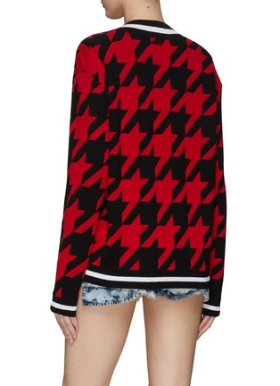 Back View - Click To Enlarge - BALMAIN - HOUNDSTOOTH MOTIF V-NECK KNITTED SWEATER