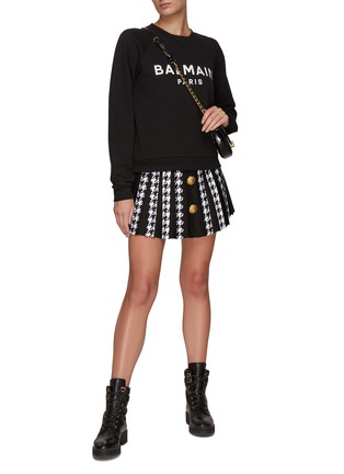 Figure View - Click To Enlarge - BALMAIN - Pleated Houndstooth Knit Mini Skirt