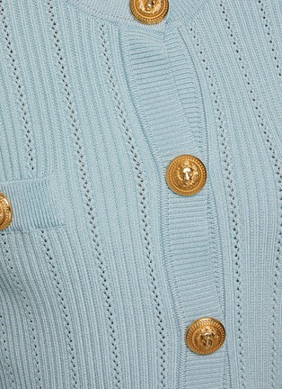  - BALMAIN - PADDED SHOULDER BUTTON FRONT KNITTED CARDIGAN