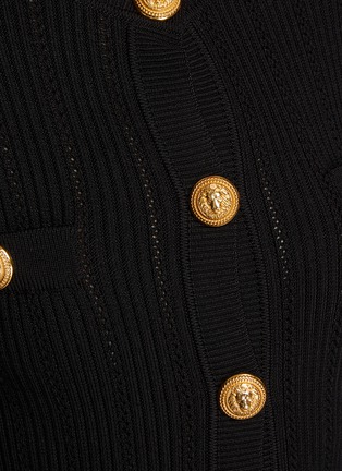  - BALMAIN - PADDED SHOULDER BUTTON FRONT KNITTED CARDIGAN