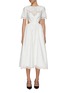 Main View - Click To Enlarge - SELF-PORTRAIT - Broderie Anglaise Cut Out Short Sleeved Cotton Midi Dress