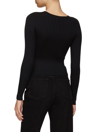 Back View - Click To Enlarge - SELF-PORTRAIT - CUTOUT DETAIL RIBBED KNIT LONG SLEEVE TOP
