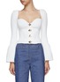 Main View - Click To Enlarge - SELF-PORTRAIT - LONG SLEEVE SWEETHEART NECKLINE RIBBED KNIT TOP