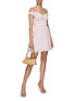 Figure View - Click To Enlarge - SELF-PORTRAIT - Gingham Check Chiffon Off Shoulder Mini Dress