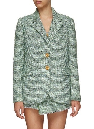 Main View - Click To Enlarge - SELF-PORTRAIT - Boucle Oversized Single Breasted Blazer