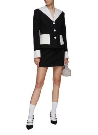 Figure View - Click To Enlarge - KIMHĒKIM - ‘Neo-Malevich’ Contrasting Back Pocket Wool Blend Skirt