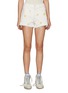 Main View - Click To Enlarge - MOTHER - THE TOMCAT STAR EMBROIDERED RAW HEM WHITE DENIM SHORTS
