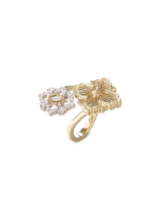Main View - Click To Enlarge - BUCCELLATI - Opera Tulle' Diamond Mother Of Pearl 18K Yellow And White Gold Double Motif Ring