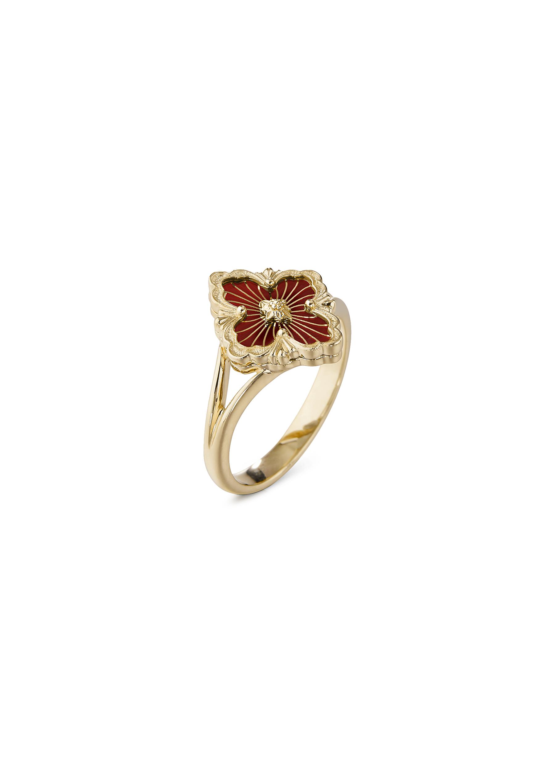 BUCCELLATI Opera Tulle' Small Red Enamel 18K Gold Ring