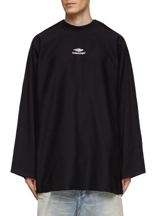 Main View - Click To Enlarge - BALENCIAGA - LONG SLEEVE SPORTS EMBROIDERY JAPANESE JERSEY T-SHIRT