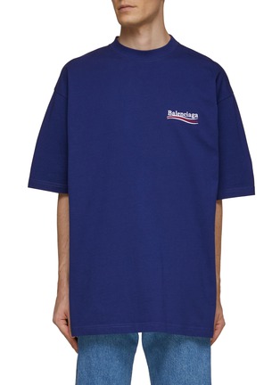 BALENCIAGA | Campaign Logo Large Fit Cotton Crewneck T-Shirt | Men ...