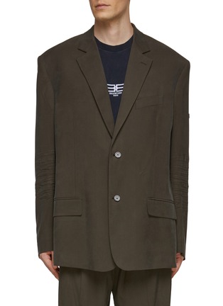 Main View - Click To Enlarge - BALENCIAGA - Creased Fluid Stretch Oversized Single-Breasted Blazer