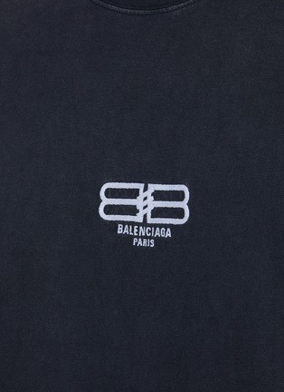  - BALENCIAGA - BB Paris Logo Washed Cotton Crewneck T-Shirt