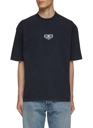 Main View - Click To Enlarge - BALENCIAGA - BB Paris Logo Washed Cotton Crewneck T-Shirt