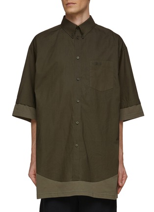 Main View - Click To Enlarge - BALENCIAGA - Crinkled Layered Cotton Short-Sleeve Shirt