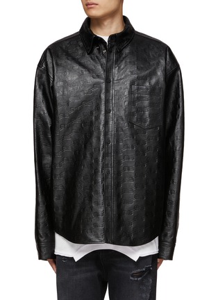 Main View - Click To Enlarge - BALENCIAGA - ‘HIGH FREQUENCY’ LOGO EMBOSSED LEATHER SHIRT JACKET